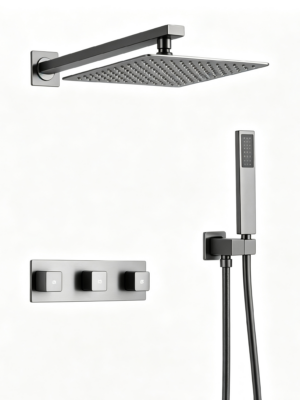 Concealed Thermostatic Shower System, Wall‑embedded Shower Set, Rain Head & Handheld For Villa & Hotel Project