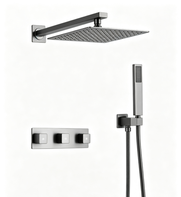 5.6 Concealed Thermostatic Shower System, Wall‑embedded Shower Set, Rain Head & Handheld For Villa & Hotel Project