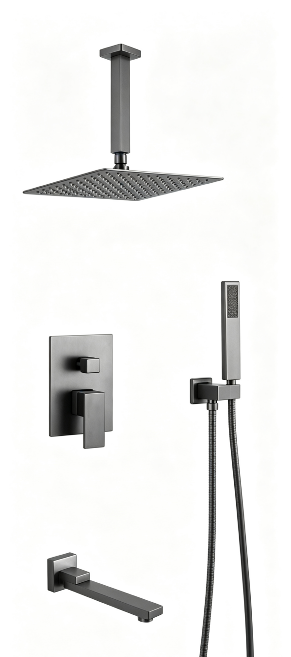 5.8 Concealed Thermostatic Shower System, Wall‑embedded Shower Set, Rain Head & Handheld For Villa & Hotel Project